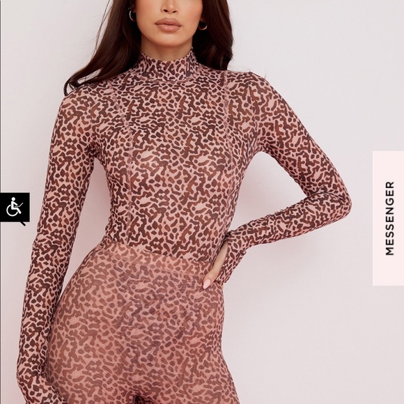 House of CB Tops House Of Cb Eleanor Animal Print Mesh Bodysuit